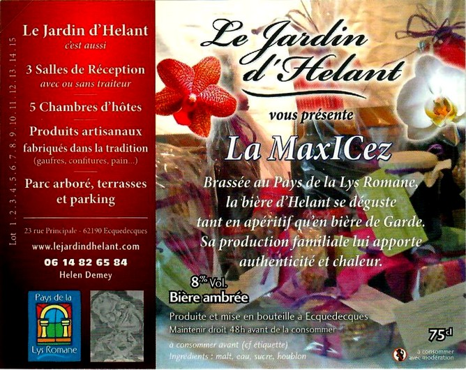 etiquette BRASSERIE LE JARDIN D'HELANT 01