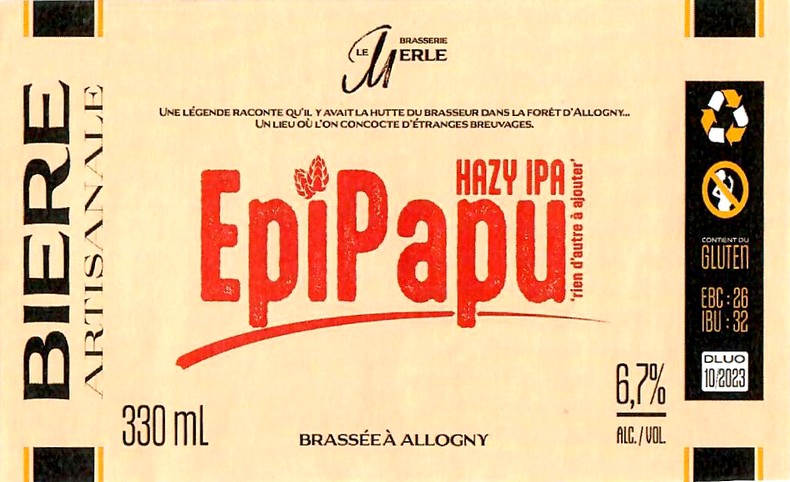 Etiquette BRASSERIE LE MERLE 07