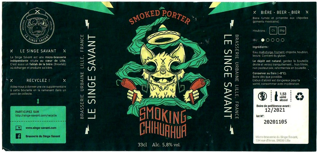 Etiquette BRASSERIE LE SINGE SAVANT 04