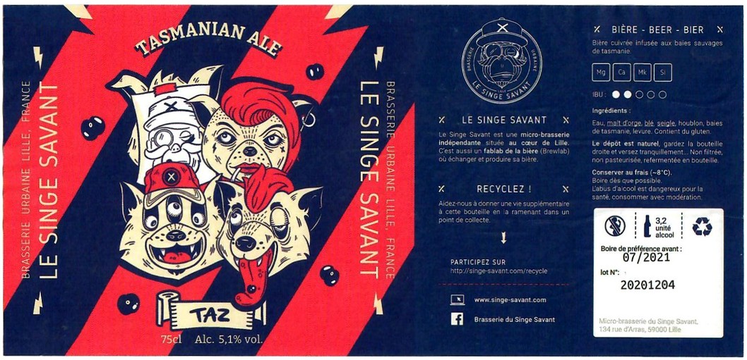 Etiquette BRASSERIE LE SINGE SAVANT 05