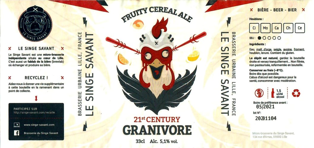 Etiquette BRASSERIE LE SINGE SAVANT 06