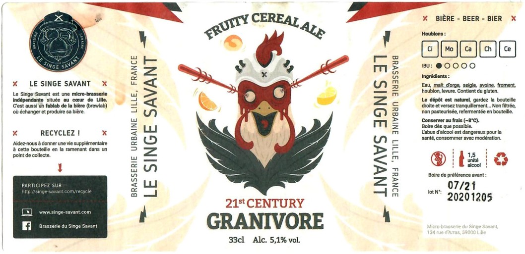 Etiquette BRASSERIE LE SINGE SAVANT 07