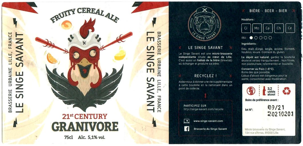 Etiquette BRASSERIE LE SINGE SAVANT 08