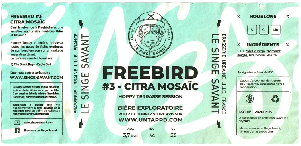 Etiquette BRASSERIE LE SINGE SAVANT 11