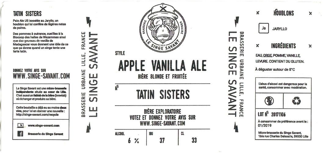 Etiquette BRASSERIE LE SINGE SAVANT 15