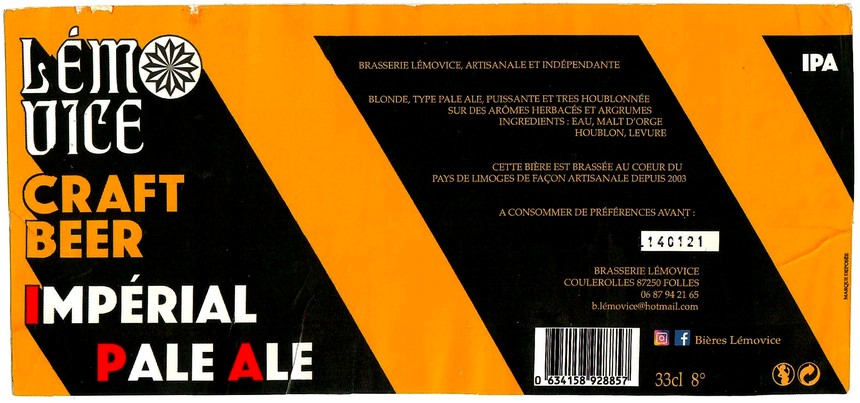 Etiquette BRASSERIE LEMOVICE 08