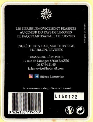 Etiquette BRASSERIE LEMOVICE 20B