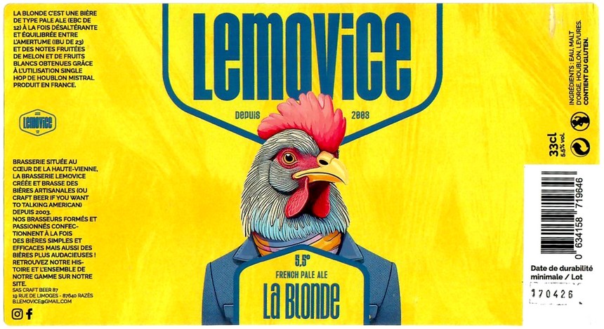 Etiquette BRASSERIE LEMOVICE 24