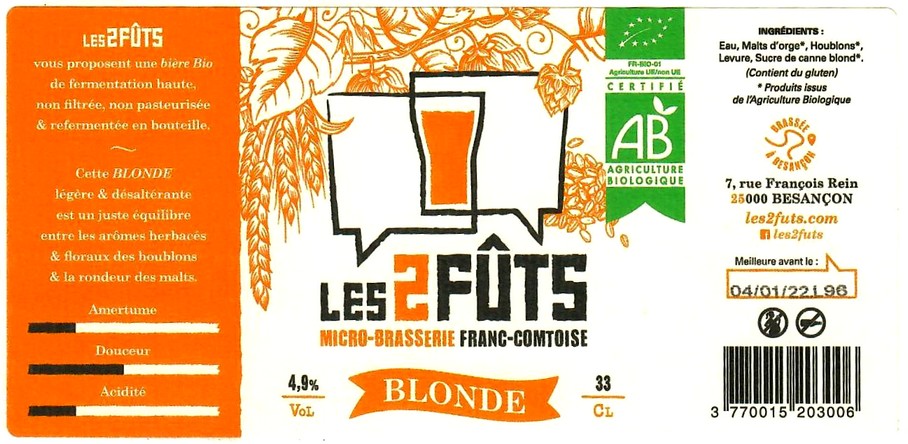 etiquette BRASSERIE LES 2 FUTS 07