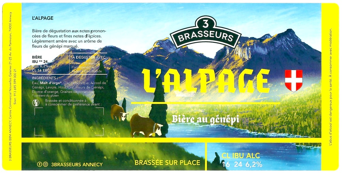 Etiquette BRASSERIE LES 3 BRASSEURS ANNECY 01