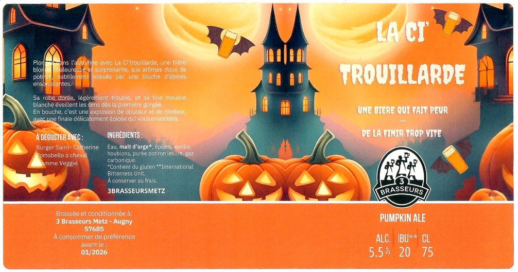 Etiquette BRASSERIE LES 3 BRASSEURS AUGNY 15