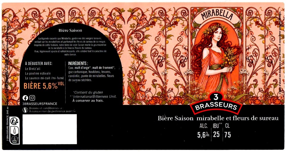Etiquette BRASSERIE LES 3 BRASSEURS AUGNY 21