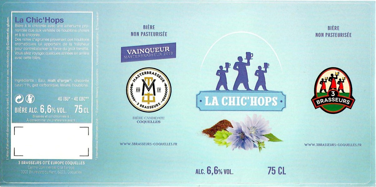 Etiquette BRASSERIE LES 3 BRASSEURS COQUELLES 04