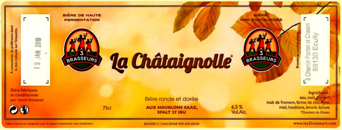 Etiquette BRASSERIE LES 3 BRASSEURS ECULLY 03