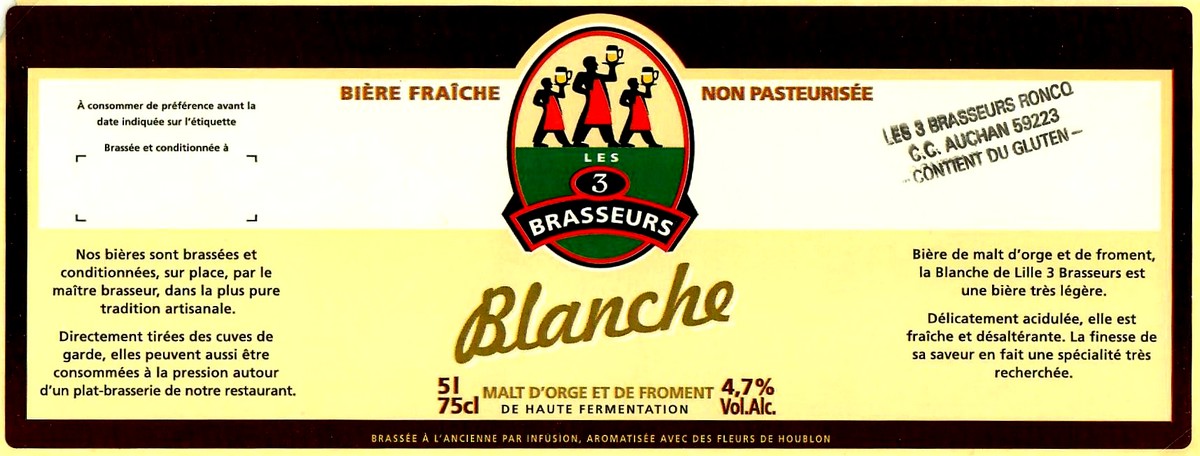 etiquette BRASSERIE LES 3 BRASSEURS LILLE 01