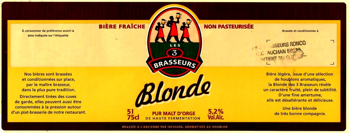 etiquette BRASSERIE LES 3 BRASSEURS LILLE 03