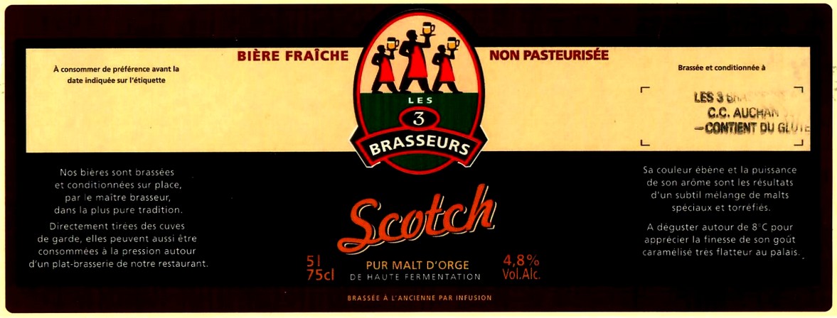 etiquette BRASSERIE LES 3 BRASSEURS LILLE 04
