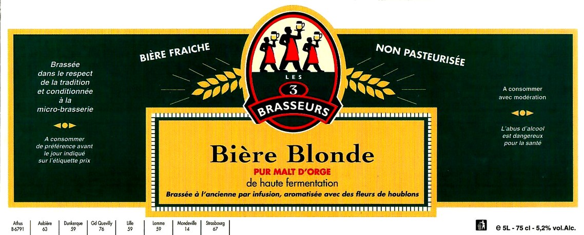 etiquette BRASSERIE LES 3 BRASSEURS LILLE 06