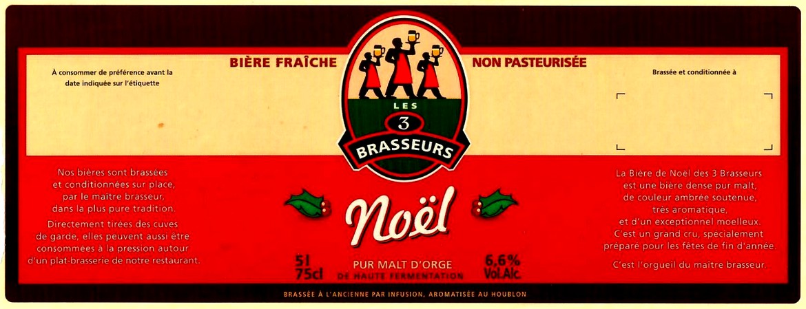 etiquette BRASSERIE LES 3 BRASSEURS LILLE 10