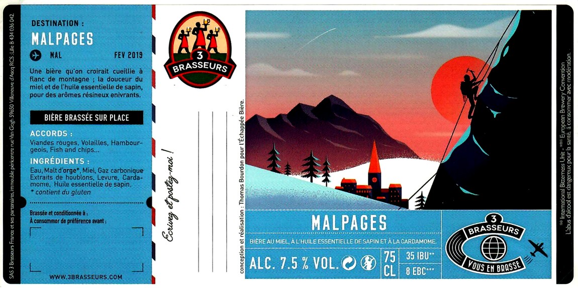 etiquette BRASSERIE LES 3 BRASSEURS LILLE 105