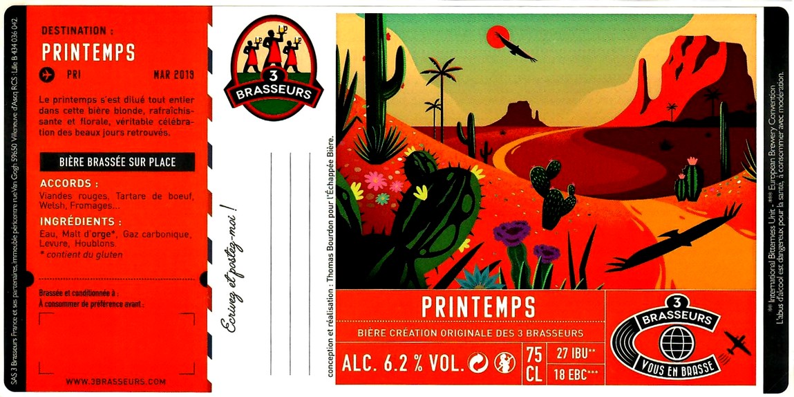 etiquette BRASSERIE LES 3 BRASSEURS LILLE 106