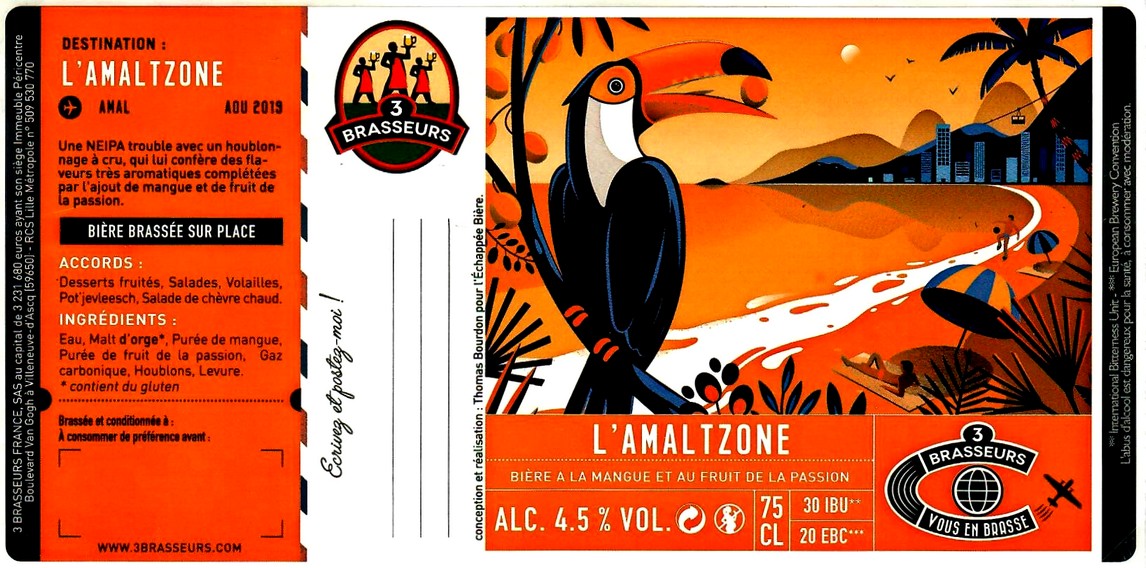 etiquette BRASSERIE LES 3 BRASSEURS LILLE 110