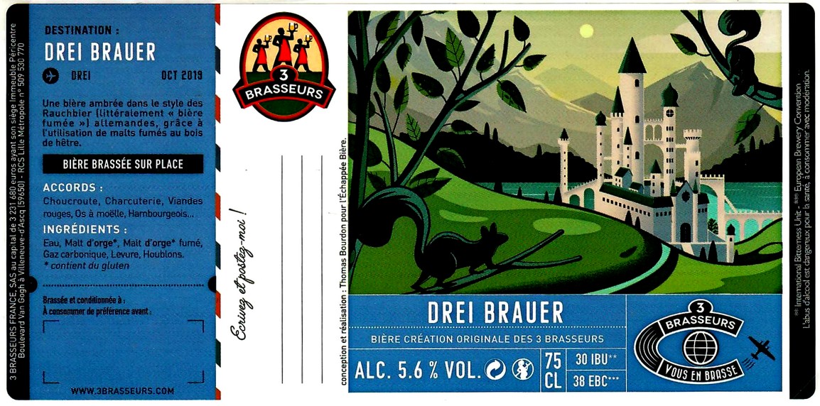 etiquette BRASSERIE LES 3 BRASSEURS LILLE 112