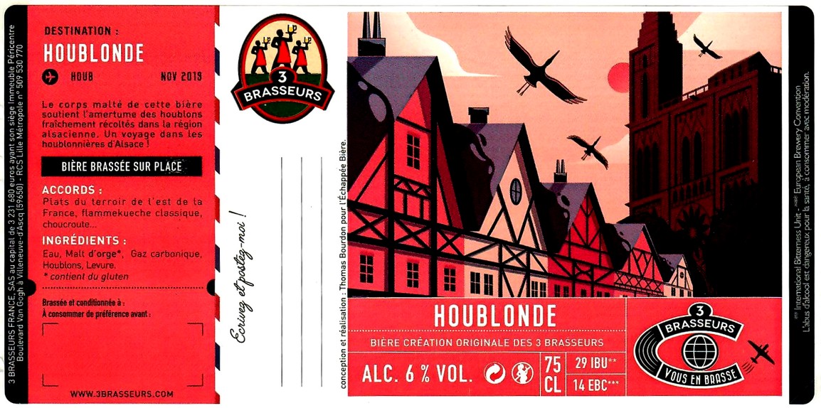 etiquette BRASSERIE LES 3 BRASSEURS LILLE 113