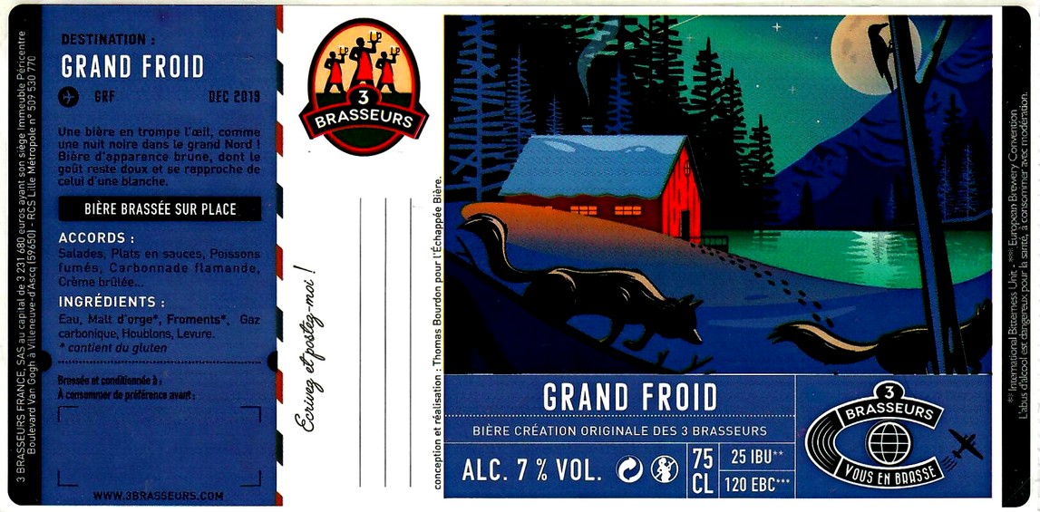 etiquette BRASSERIE LES 3 BRASSEURS LILLE 114