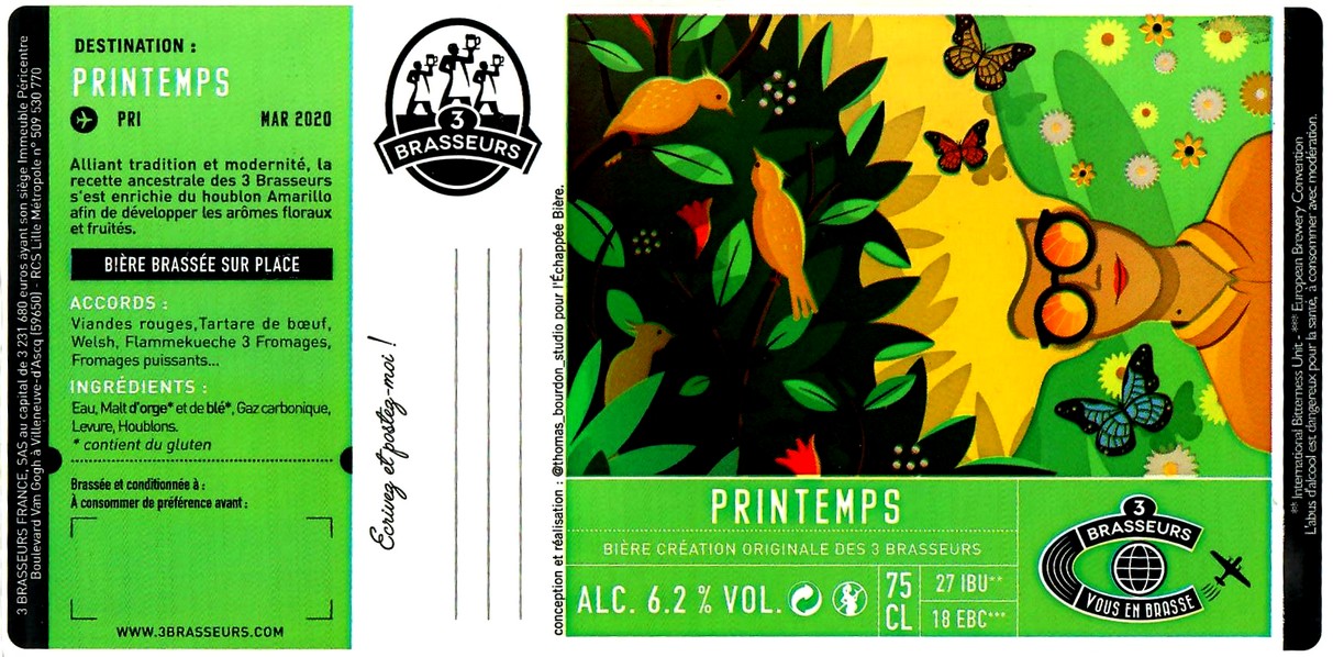 etiquette BRASSERIE LES 3 BRASSEURS LILLE 116