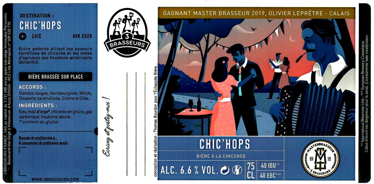 etiquette BRASSERIE LES 3 BRASSEURS LILLE 117