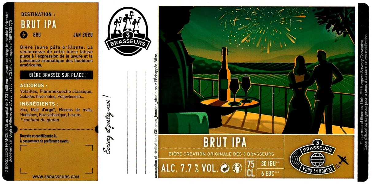 etiquette BRASSERIE LES 3 BRASSEURS LILLE 119