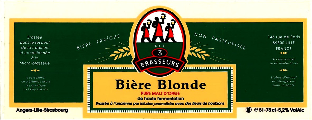 etiquette BRASSERIE LES 3 BRASSEURS LILLE 12