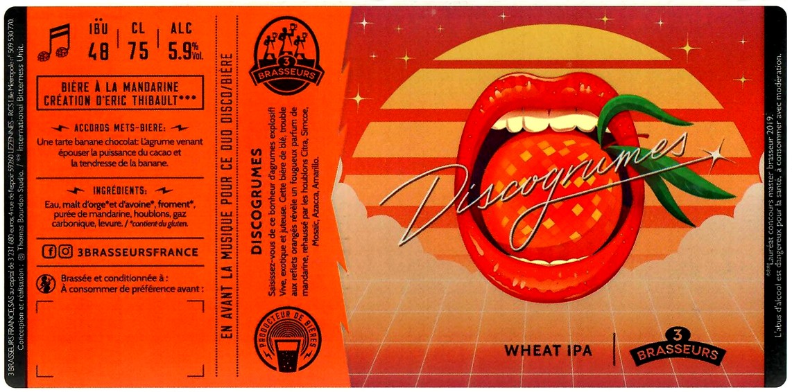 etiquette BRASSERIE LES 3 BRASSEURS LILLE 124