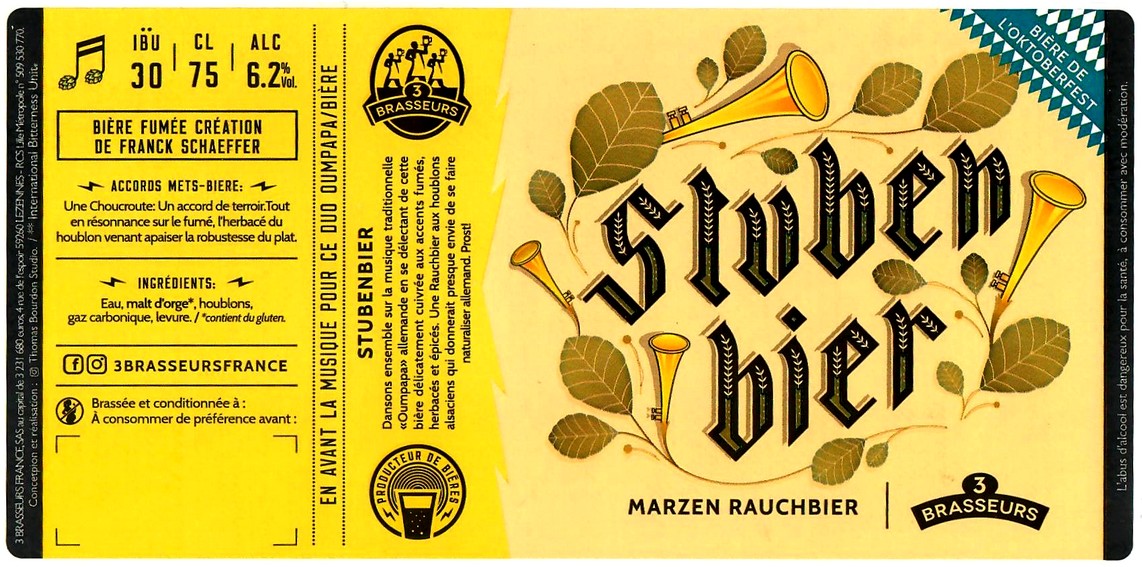 etiquette BRASSERIE LES 3 BRASSEURS LILLE 126