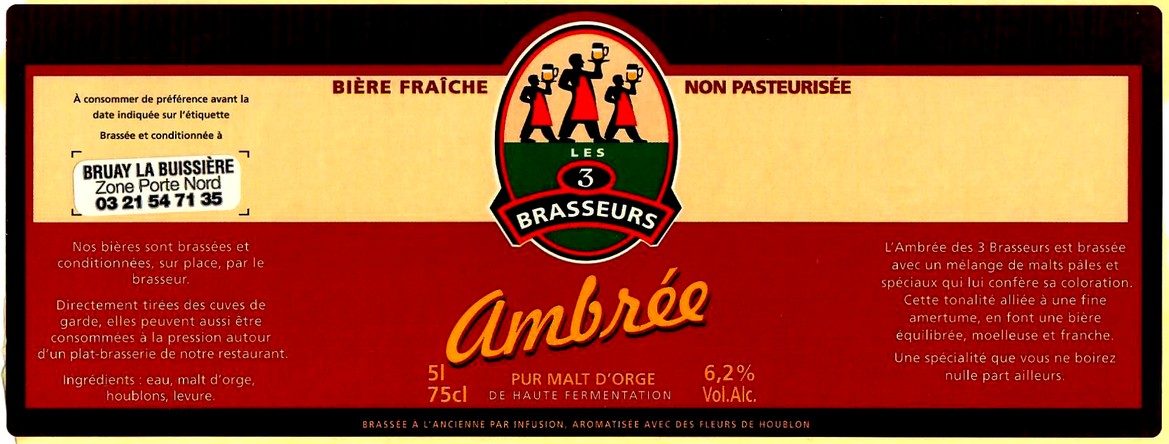 etiquette BRASSERIE LES 3 BRASSEURS LILLE 13