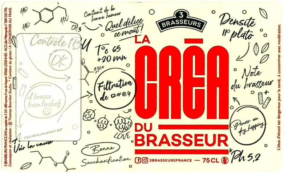 Etiquette BRASSERIE LES 3 BRASSEURS LILLE 136