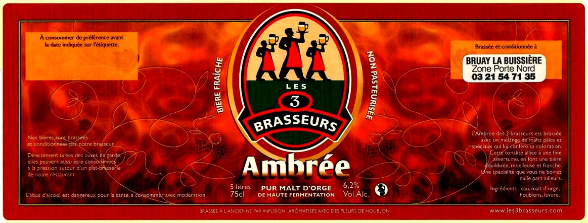 etiquette BRASSERIE LES 3 BRASSEURS LILLE 14