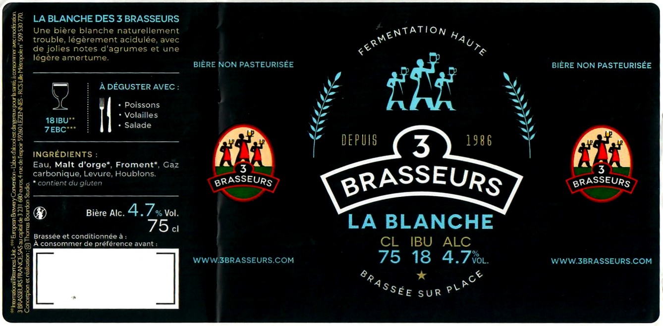 Etiquette BRASSERIE LES 3 BRASSEURS LILLE 146