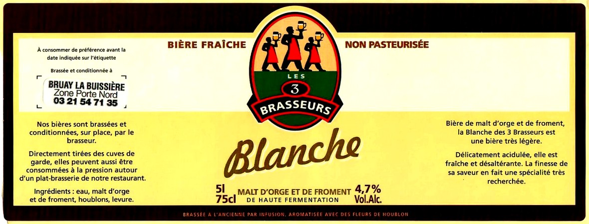 etiquette BRASSERIE LES 3 BRASSEURS LILLE 15