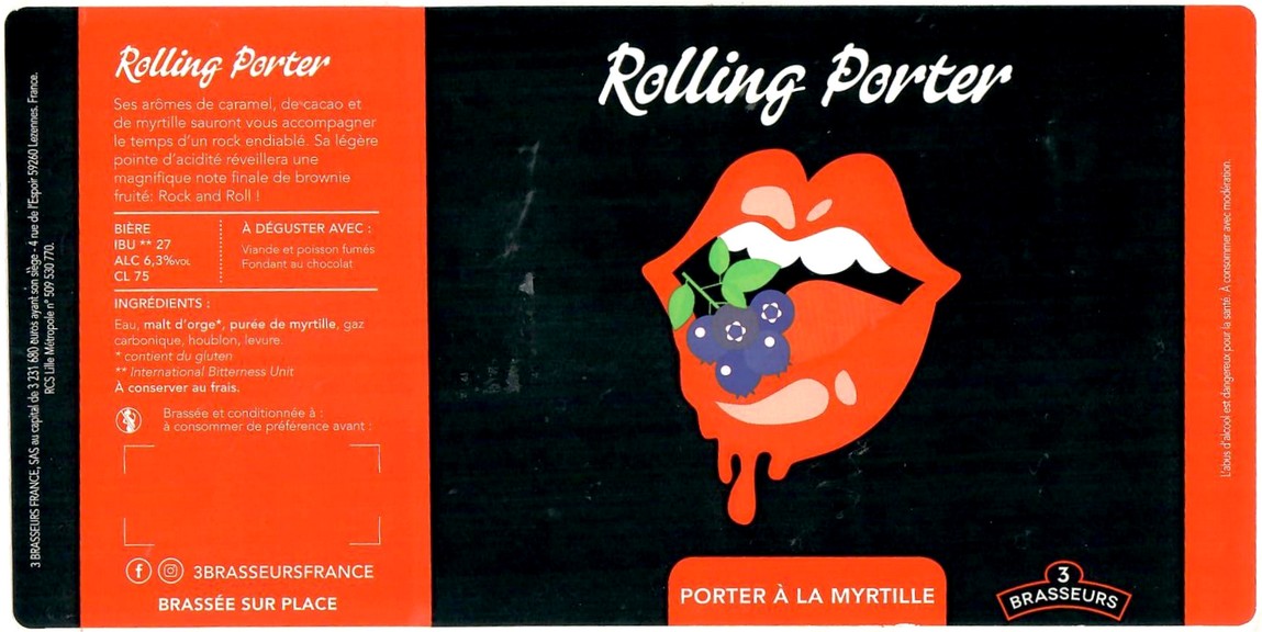 Etiquette BRASSERIE LES 3 BRASSEURS LILLE 156