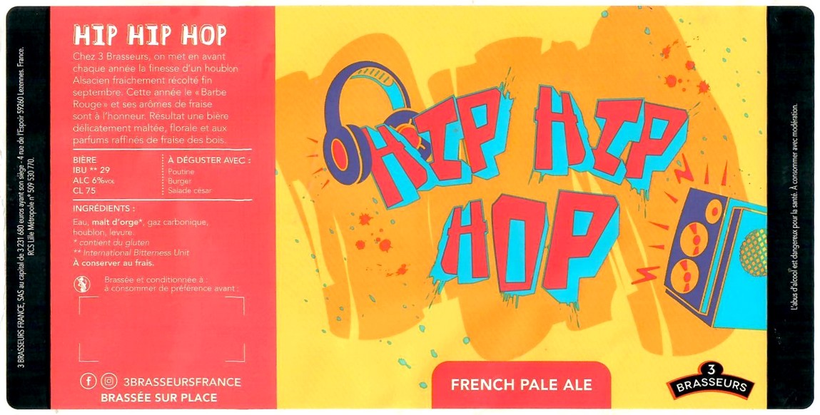 Etiquette BRASSERIE LES 3 BRASSEURS LILLE 157