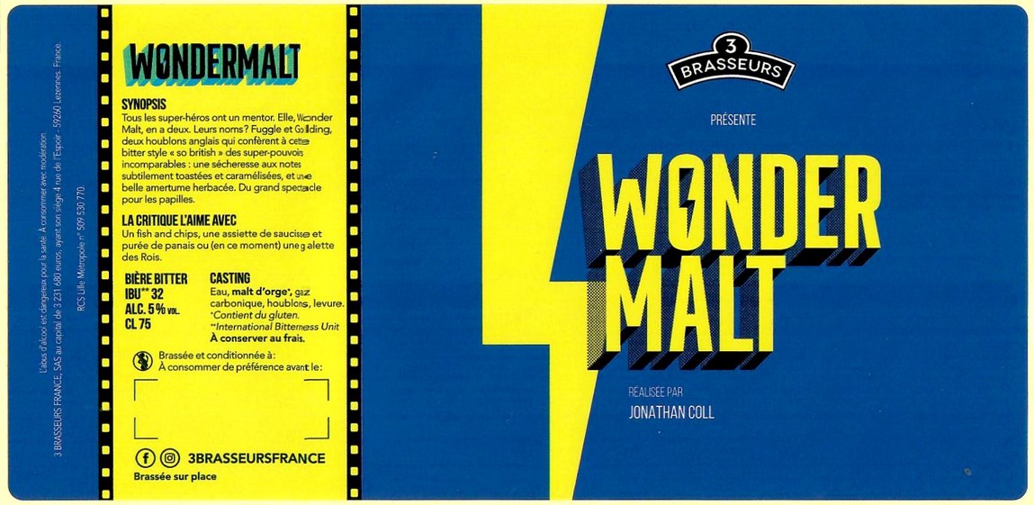 Etiquette BRASSERIE LES 3 BRASSEURS LILLE 158