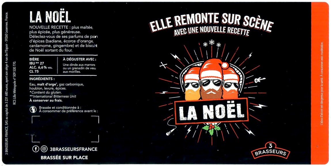 Etiquette BRASSERIE LES 3 BRASSEURS LILLE 159