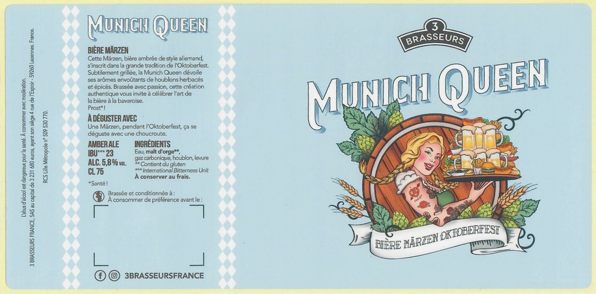 Etiquette BRASSERIE LES 3 BRASSEURS LILLE 172