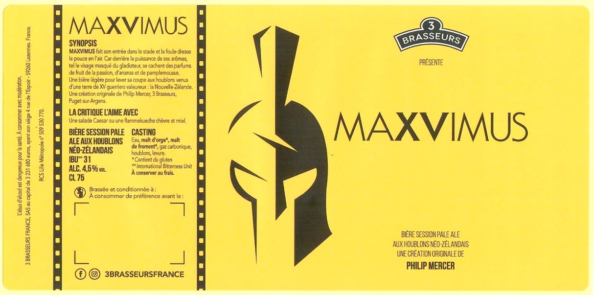 Etiquette BRASSERIE LES 3 BRASSEURS LILLE 175