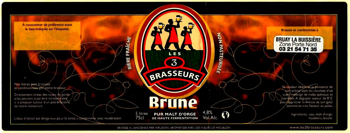 etiquette BRASSERIE LES 3 BRASSEURS LILLE 18