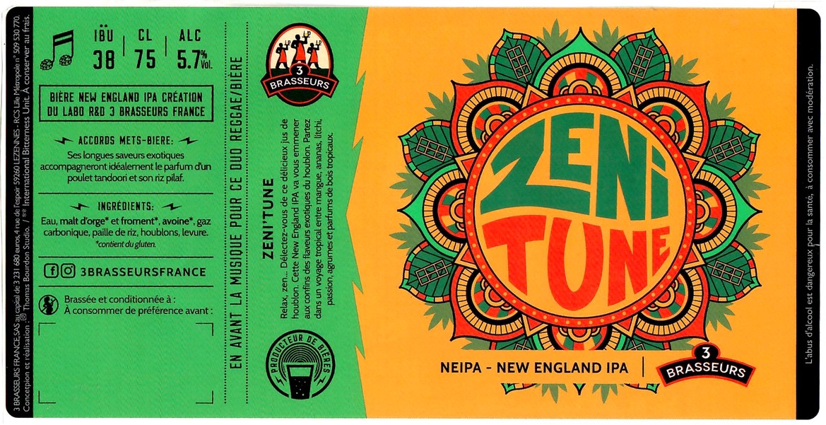 Etiquette BRASSERIE LES 3 BRASSEURS 184