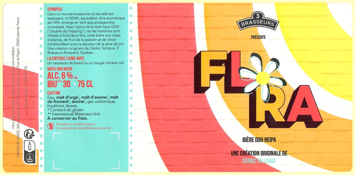 Etiquette BRASSERIE LES 3 BRASSEURS 186