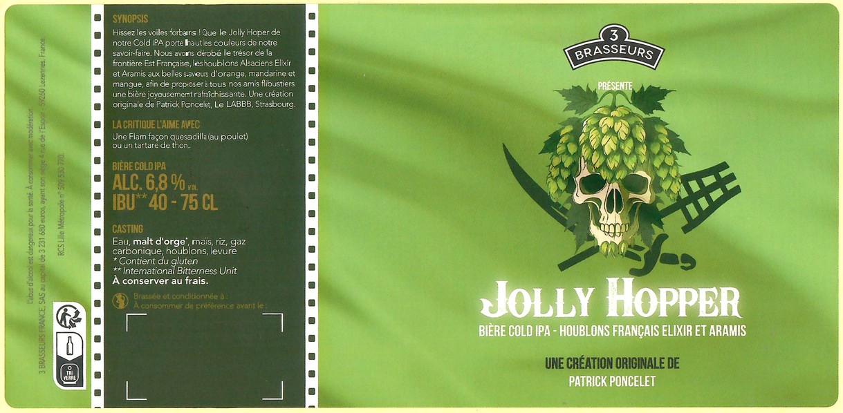 Etiquette BRASSERIE LES 3 BRASSEURS LILLE 189